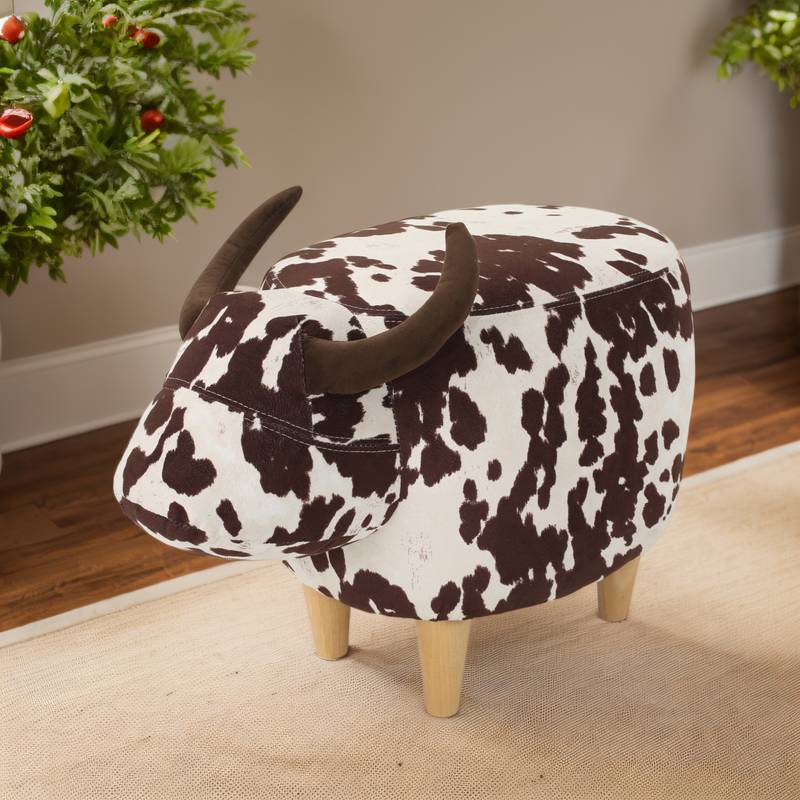 Cozy Cow Ottoman: Adorable Velvet Foot Stool for Any Space