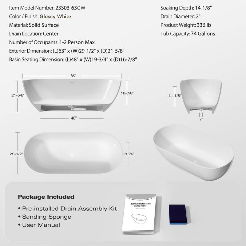 Sleek Serenity Freestanding Soaking Tub