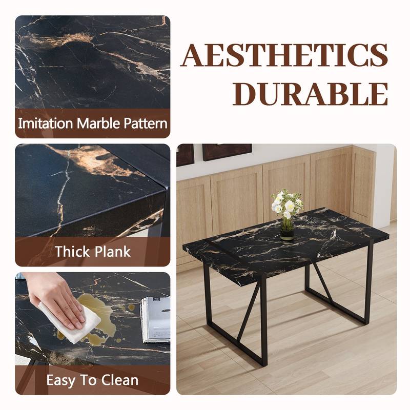 Chic Black Rectangular Dining Table for Gatherings