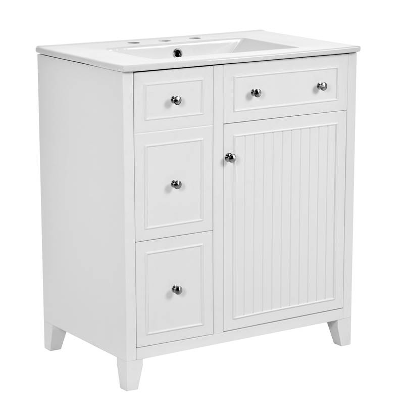 Chic Bathroom Vanity with Ceramic Sink & Smart Storage