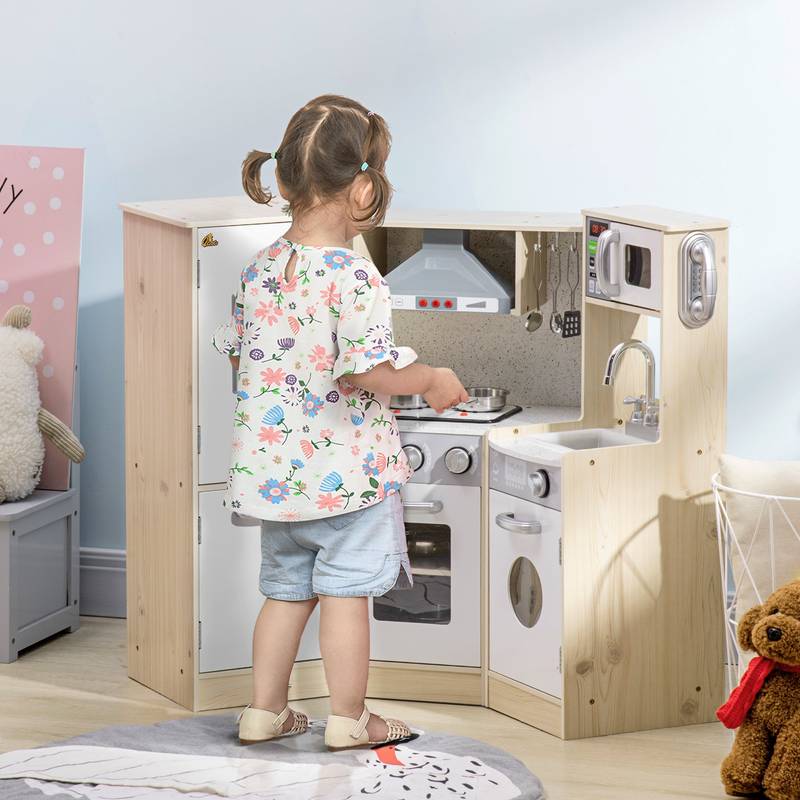 Whimsical Wooden Kids Kitchen Set with Sounds and Fun Accessories