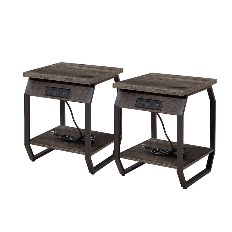 Stylish Charging End Tables - Set of Two with USB Ports