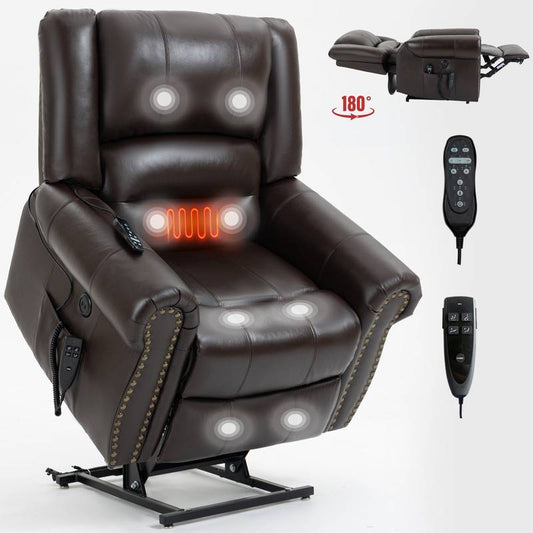 ComfortLift Massage Recliner - Genuine Leather with USB Ports