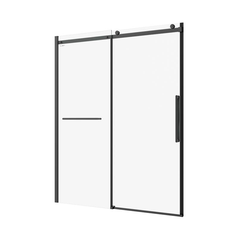 Sleek Frameless Shower Door with Towel Bar & Matte Black Finish
