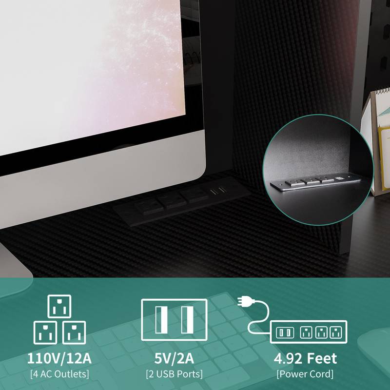 Sleek L-Shaped Desk with Charging and Storage