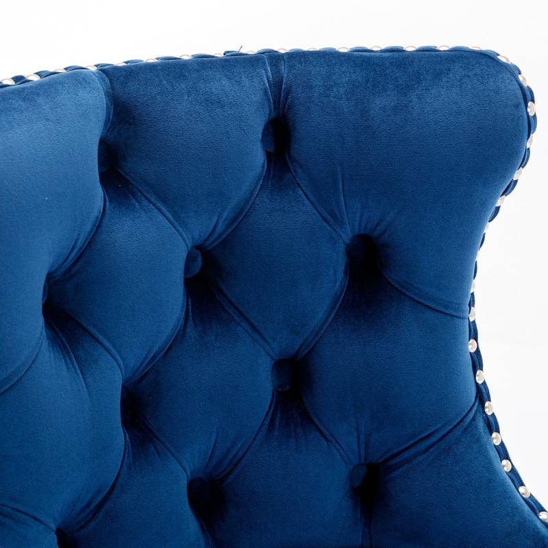 Chic Velvet Swivel Barstools - Set of Two in Blue