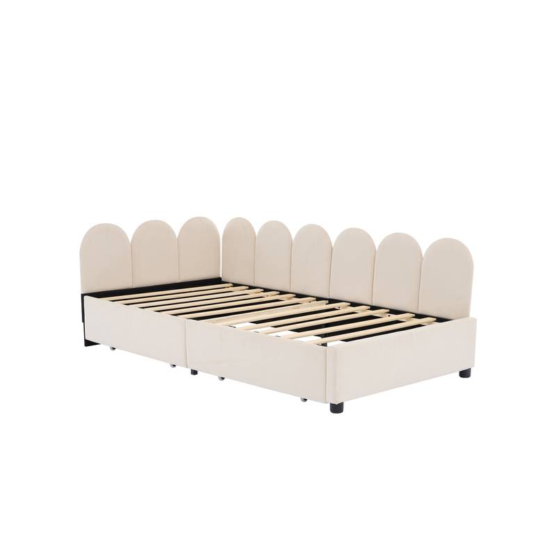 Cozy Velvet Twin Daybed with Storage Drawers