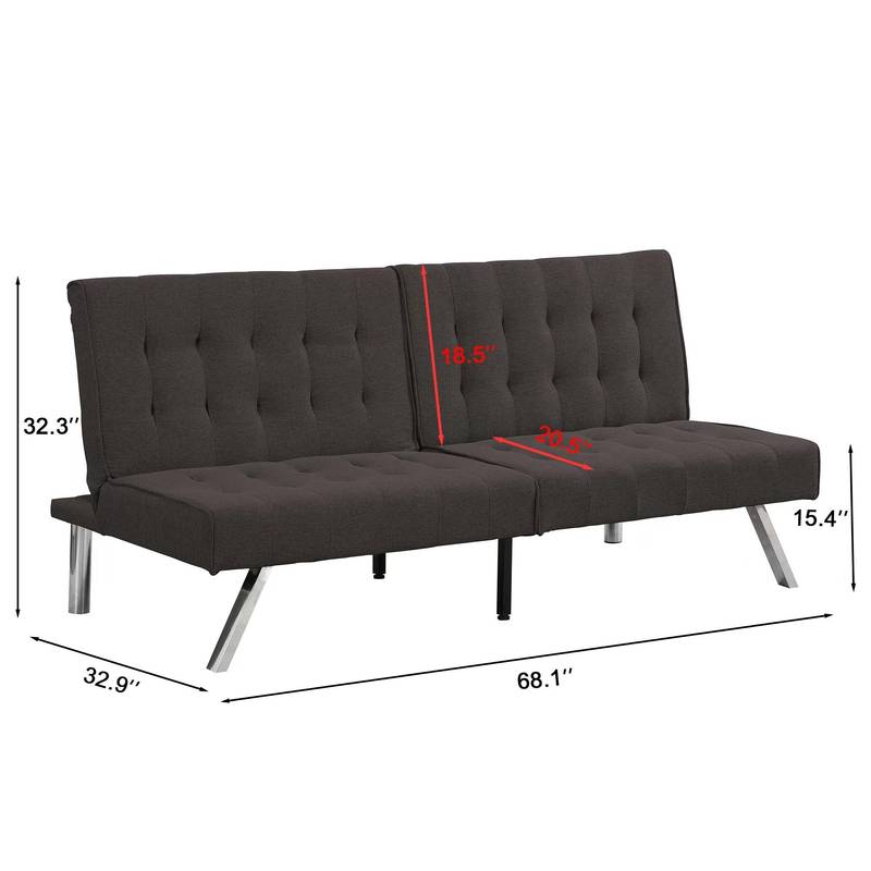 Espresso Futon Sofa Bed with Stylish Wood Frame