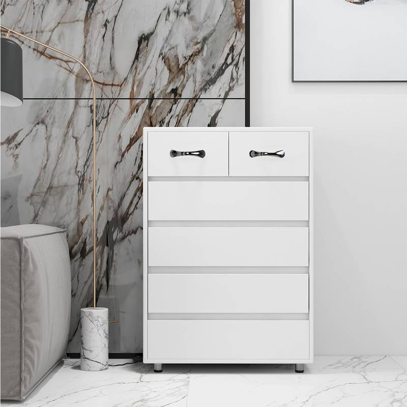 Chic White Six-Drawer Nightstand
