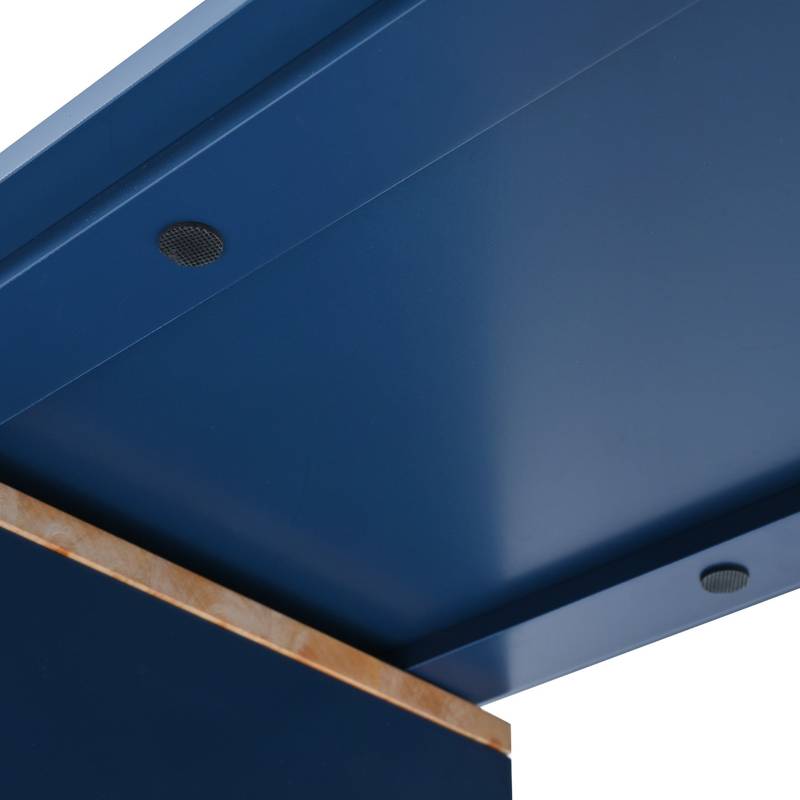 Navy Rolling Kitchen Island with LED Lights & Storage