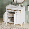 Elegant White Bathroom Vanity with Integrated Sink and Ample Storage