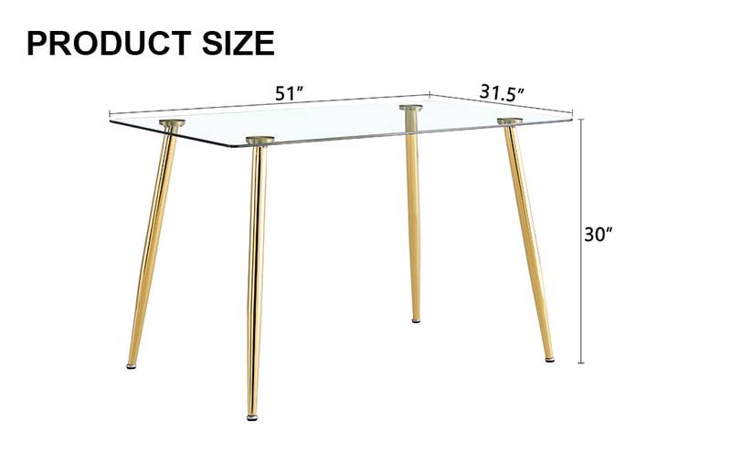 Sleek Glass Dining Table with Gold Legs