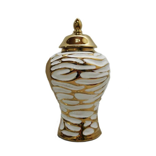 Elegant White and Gold Ginger Jar