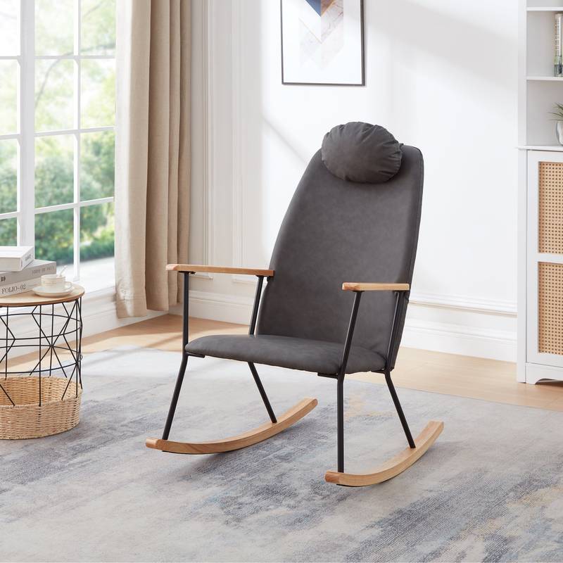 Cozy Rocking Chair with Adjustable Headrest