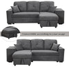 Versatile L-Shaped Sofa Bed with Side Shelf & Stools
