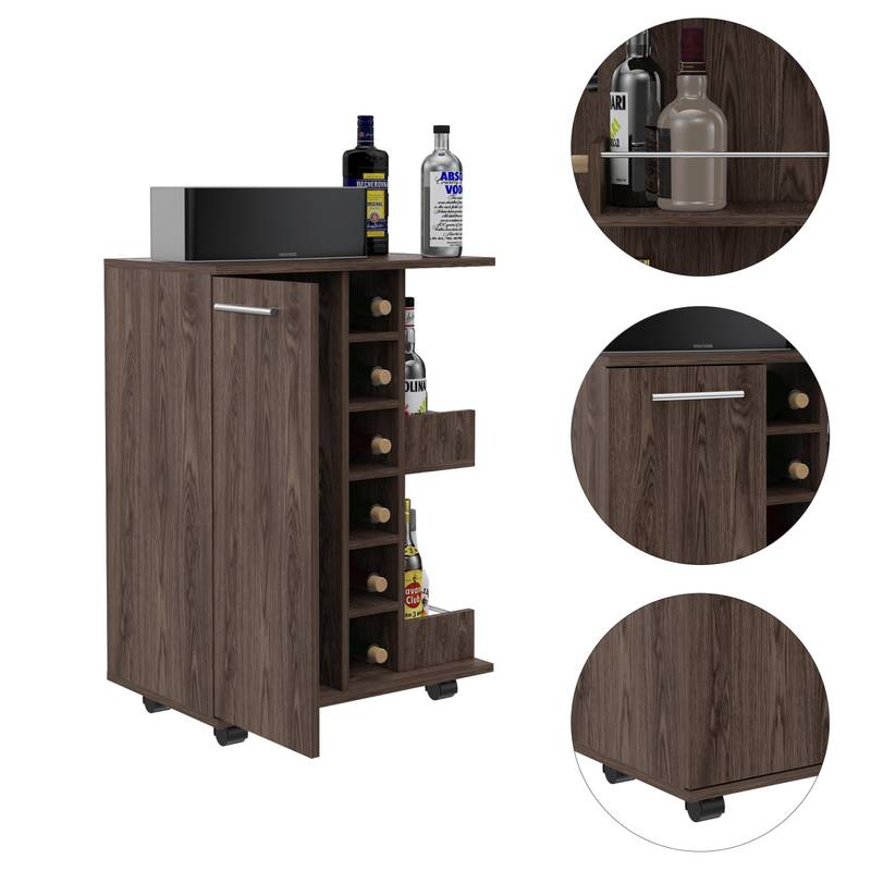 Chic Dark Walnut Bar Cart