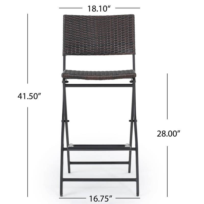 Chic Foldable Wicker Patio Bar Stools - Set of Two