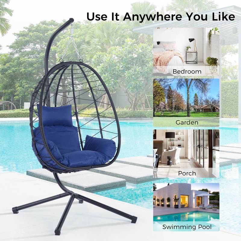 Cozy Swing Egg Chair with Stand for Indoor and Outdoor Relaxation