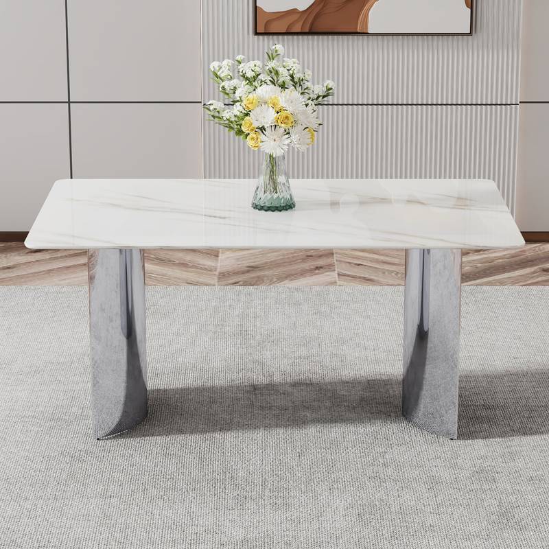 Sleek Marble-Design Dining Table