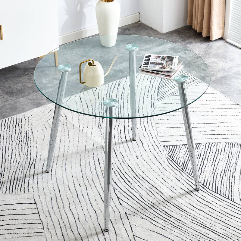 Sleek Silver Circle Dining Table