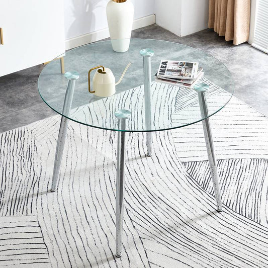 Sleek Silver Circle Dining Table