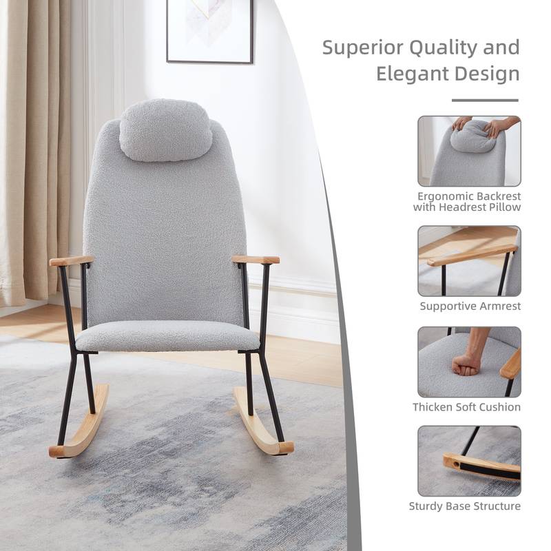 Cozy Rocking Chair with Adjustable Headrest