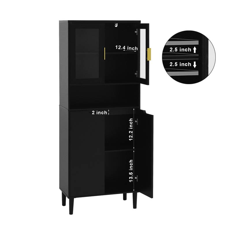 Sleek Adjustable Glass Door Bookcase - Black storage for Living & Bedroom