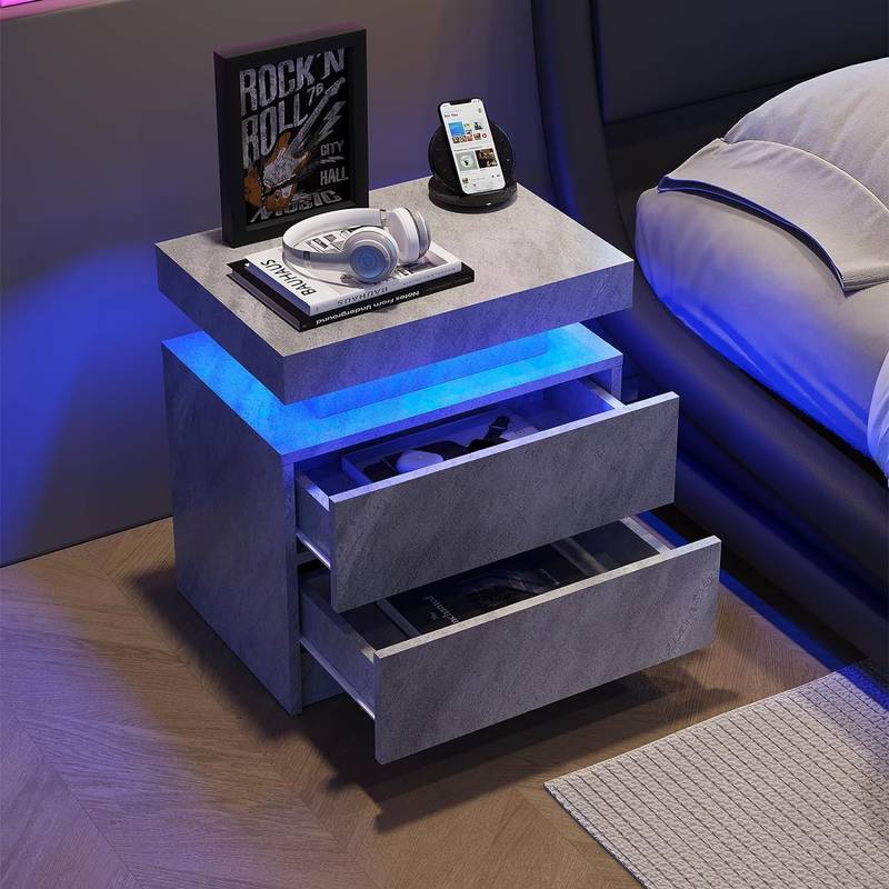 Sleek Glow Nightstand with Drawers