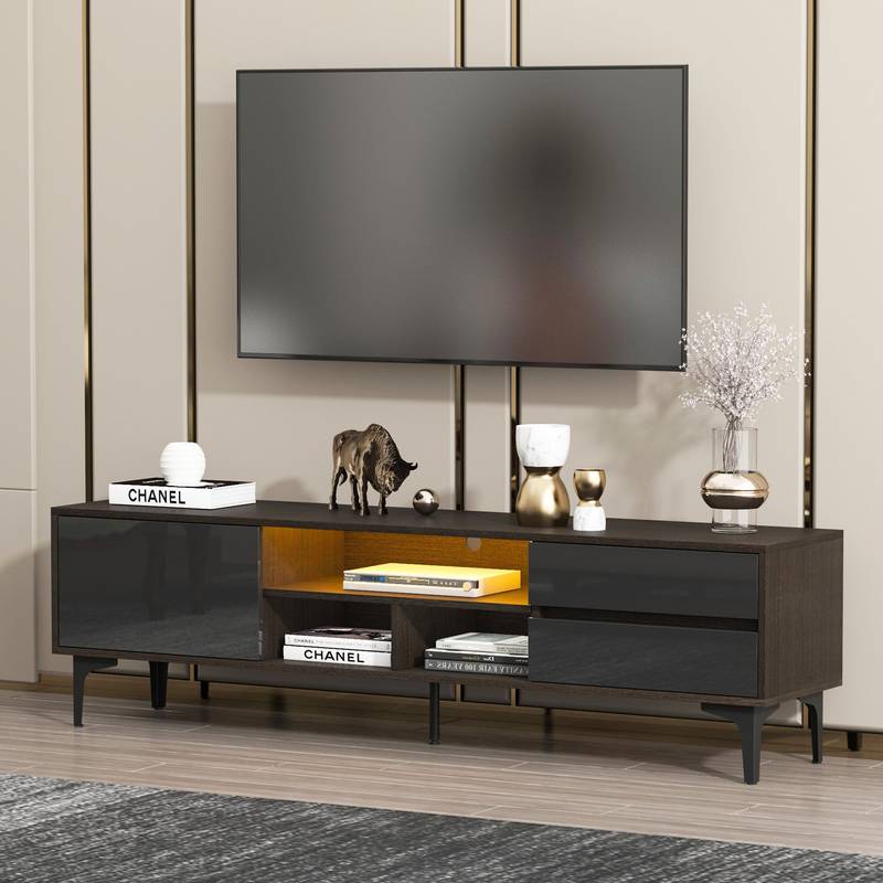 Chic LED TV Console with Stylish UV Drawers