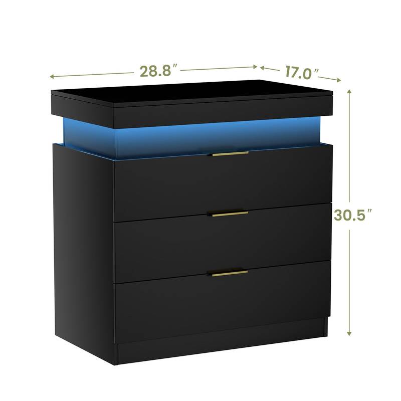 Sleek Nightstand with Charging Hub & LED Glow