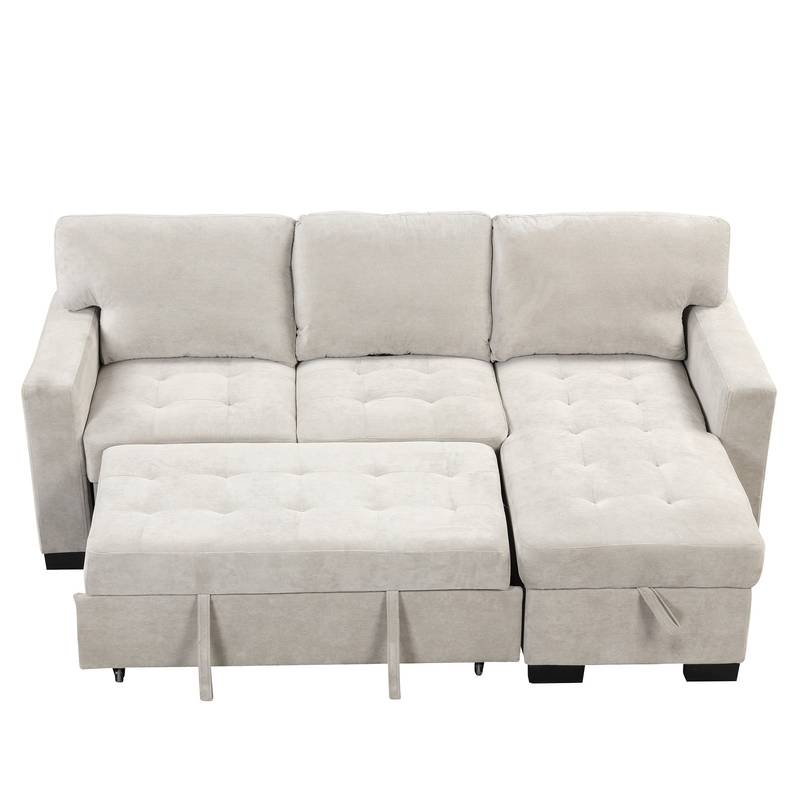 Chic Light Gray Chaise Lounge with Hidden Storage and USB Charger