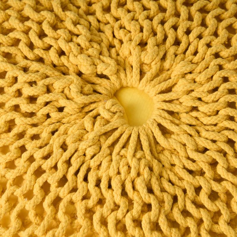 Sunny Yellow Knit Pouf