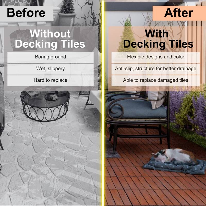 Striped Acacia Deck Tiles for Outdoor Style