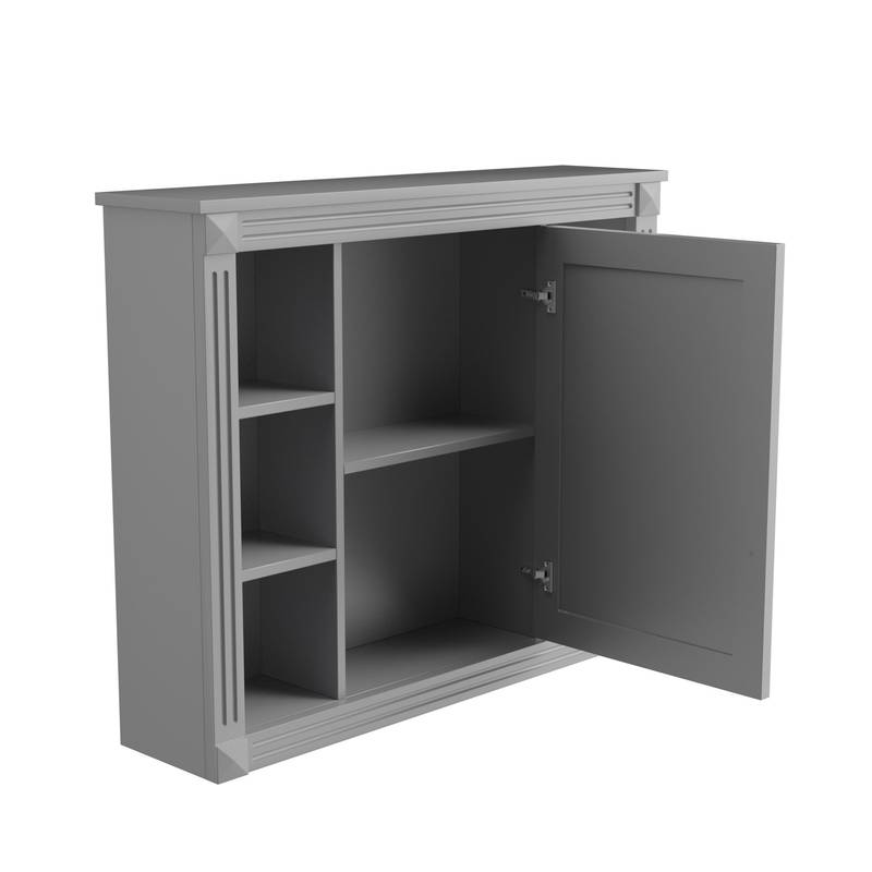 Sleek Wall-Mounted Mirror Cabinet with Open Shelves