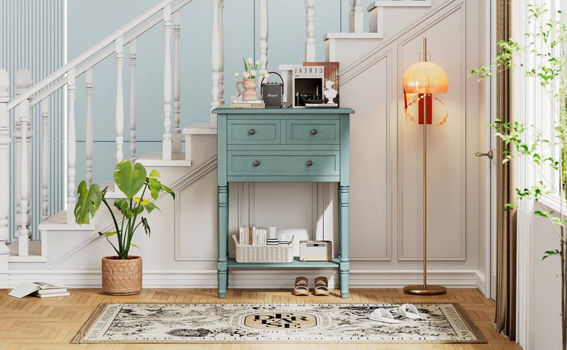 Charming Slim Console Table with Drawers