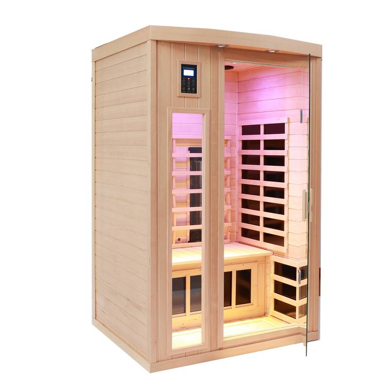 Cozy Hemlock Infrared Sauna with Mood Lighting and Bluetooth