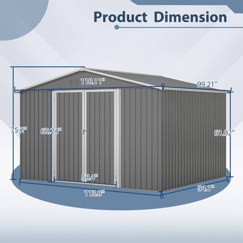 Spacious Outdoor Tool Shed with Lockable Doors - Durable All-Weather Design