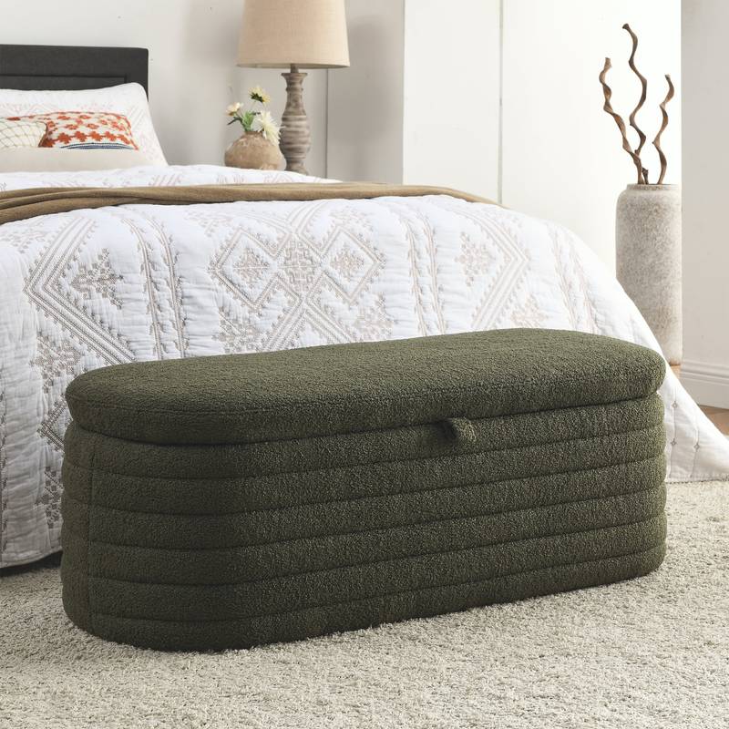 Cozy Green Teddy Storage Bench