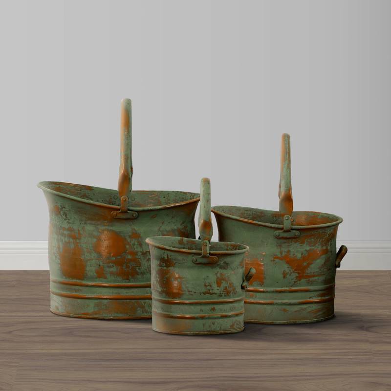 Charming Rustic Bucket Planters - Set of Three