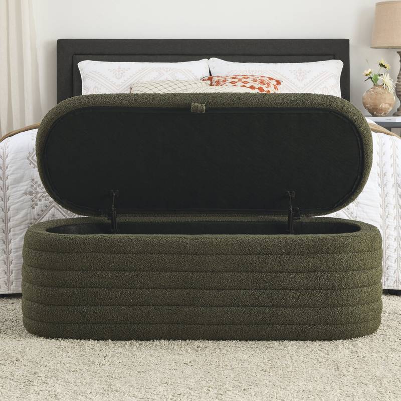 Cozy Green Teddy Storage Bench