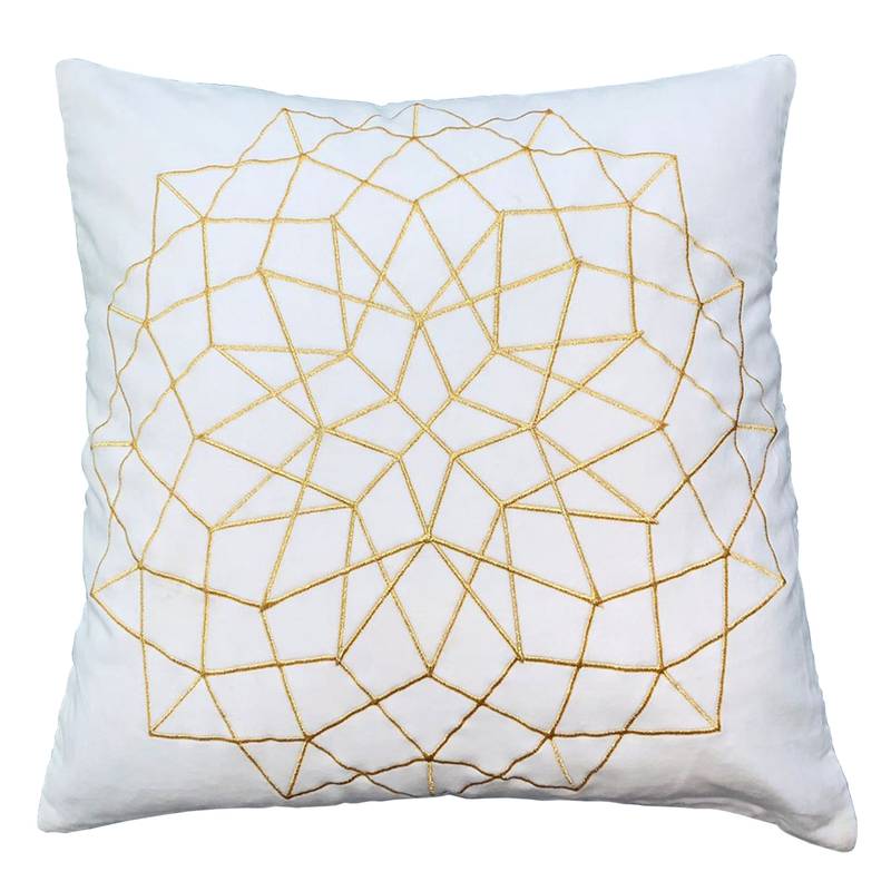 Chic Geo Embroidered Throw Pillow