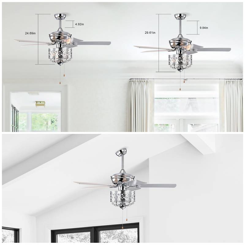 Chic Chrome Ceiling Fan with Pull Chain