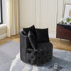 Cozy Velvet Swivel Chair with Tufted Design and Plush Pillows