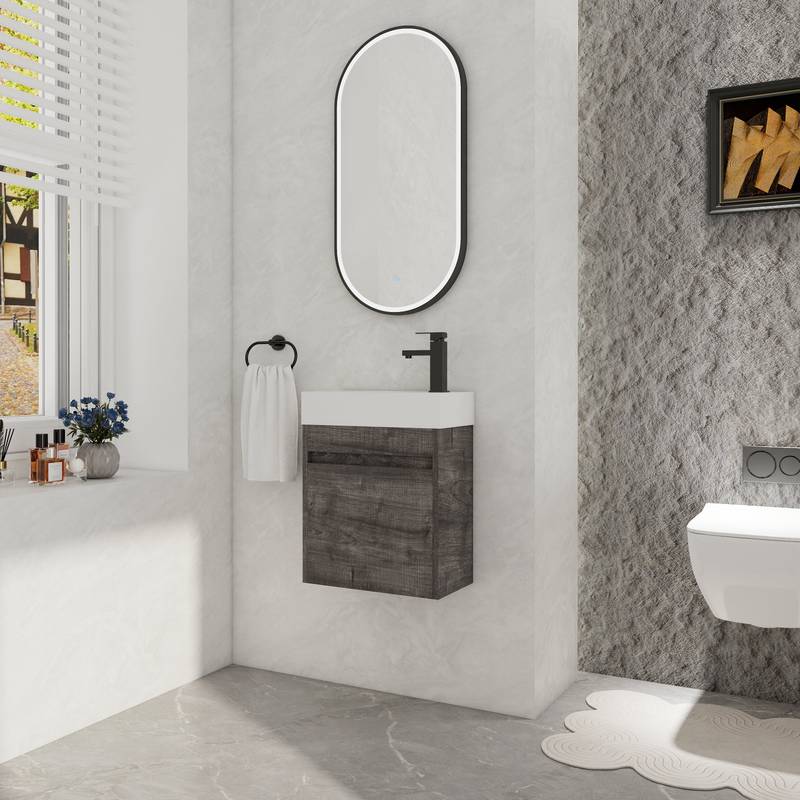 Elegant Wall-Mounted Vanity with Soft-Close Cabinet and Sleek Sink
