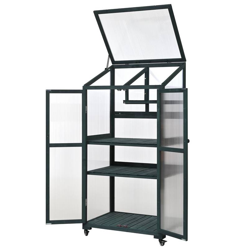 EasyMove Greenhouse: Portable Wooden Oasis with Adjustable Shelves