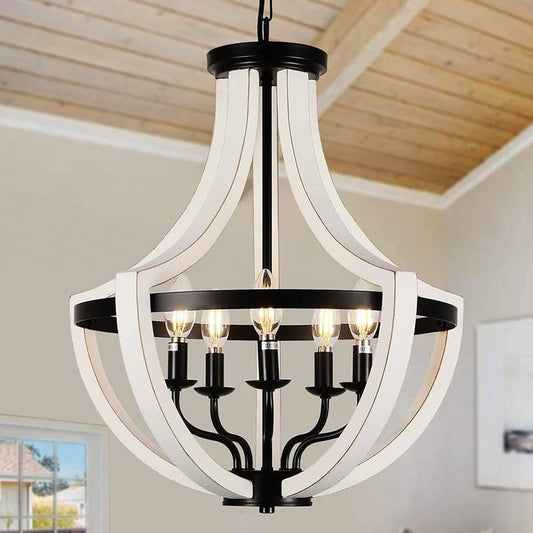 Chic White Wood Chandelier