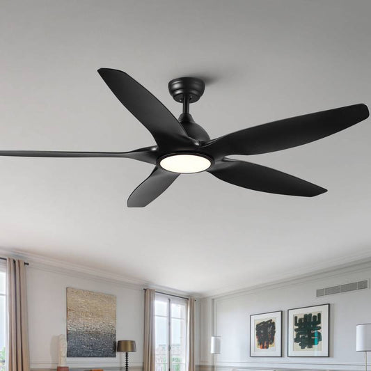 Sleek LED Ceiling Fan with Black Blades