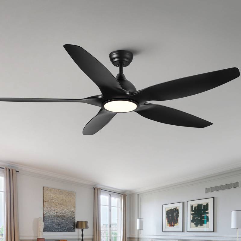 Sleek LED Ceiling Fan with Black Blades