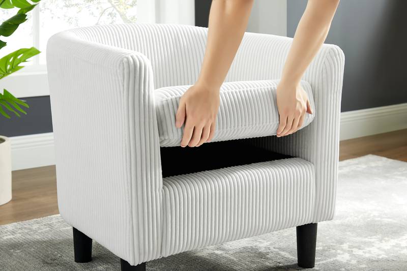 Chic Corduroy Accent Chair with Matching Ottoman