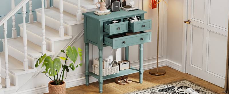 Charming Slim Console Table with Drawers